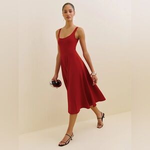 Reformation Vibrant Red Rou Knit Midi Dress, Size Small